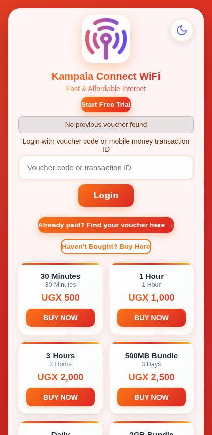 Orange captive portal theme